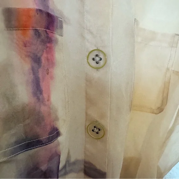 Anthropologie Aimee Clark Organza Shirt Dress Water Color Inspired Accent Small - Picture 5 of 13